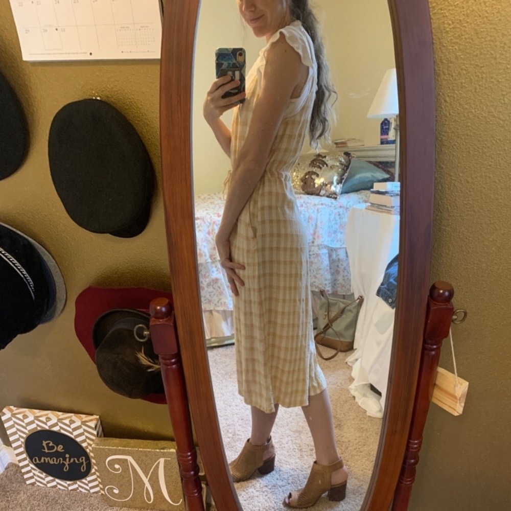 Priced to Sell - Christy Dawn Yellow and White Plaid Jumpsuit - Picture 4 of 12